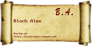 Bloch Alex névjegykártya